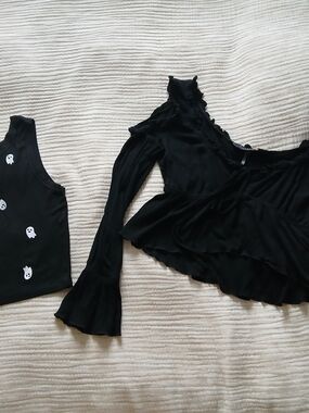 Killstar Black Ruffle Long-Sleeve Women's Top , Ghosts Tank Top